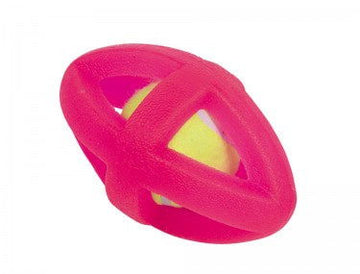 60322 NOBBY TPR Rugby with tennis ball inside red 14,5 cm - - PetsOffice