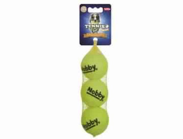 60482 NOBBY Tennis ball with squeeker M 6,5 cm; Net of 3 pcs - - PetsOffice