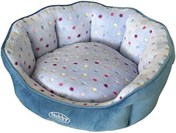 60662 NOBBY Comfort bed oval "SPOT" turquoise/lightblue l x w x h: 65 x 57 x 22 cm - - PetsOffice