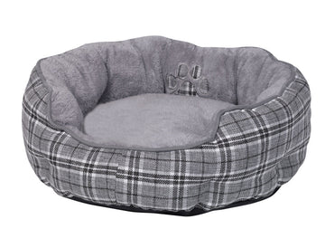 61323 NOBBY Comfort bed round Classic "KAPU" grey checker l x w x h: Ø 60 x 20 cm - - PetsOffice