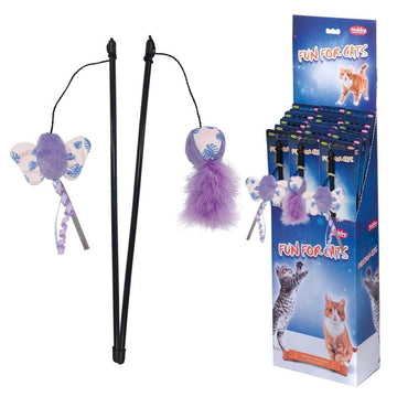 62432 NOBBY Cat rod with toy assorted display 24 pcs, pole: 40 cm, wrist with toy: 42 cm