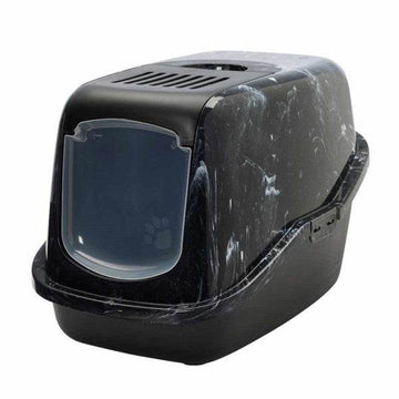 62474 NOBBY Cat toilett "NESTOR MARBLE" black/white - black 56x39x38,5cm