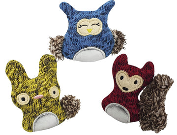63934 NOBBY Fabric animals with plush and catnip assorted display 30 pcs, 7,5 cm