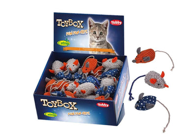 63953 NOBBY Plush mice with catnip assorted Display 36 pcs, 6 cm