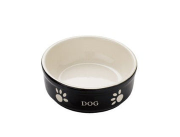 68766 NOBBY Dog ceramic bowl "DOG" Black 13,5 X 13,5 X 5 cm - - PetsOffice