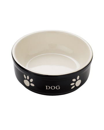 68768 NOBBY Dog ceramic bowl "DOG" Black 15,5 X 15,5 X 6,5 cm - - PetsOffice