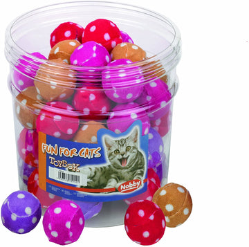 71914 NOBBY Toy Box Cat Fabric ball dotted 4 cm - - PetsOffice