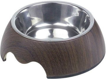 73339 NOBBY Dog Melamine bowl "DARK WOOD" S: 14 x 4,5 cm, 160 ml - - PetsOffice