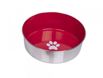 73472 NOBBY Stainless steel bowl HEAVY PAW, anti slip red 24,0cm 2,70 ltr