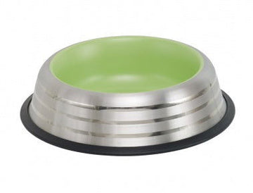 73641 NOBBY Dog Stainless steel bowl ROYAL STRIPE, anti slip lightgreen 0,45 L 20,0 cm - - PetsOffice
