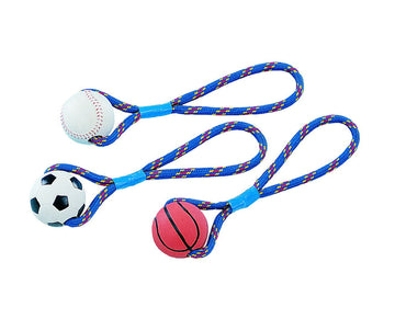 79030 NOBBY Rubber ball with rope - - PetsOffice