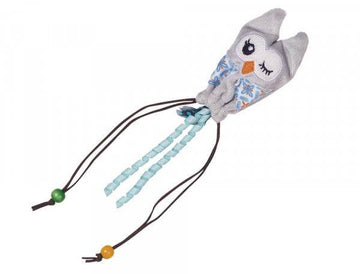 80251 NOBBY Plush owl with wooden ball blue 25cm