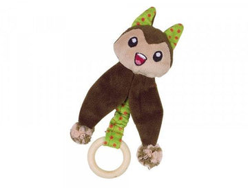 80263 NOBBY Plush cat with catnip and wooden ring green 17cm