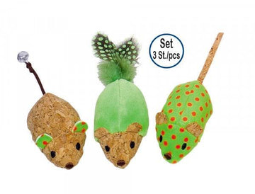 80267 NOBBY Plush mice with catnip green 12cm, set 3 pcs
