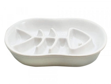 82454 NOBBY Anti-Gulping Bowl "Fish" white 22,5 x 17 x 4cm, 0,5 l