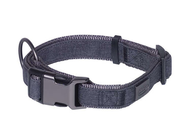 88740-05 NOBBY Collar "Linen Deluxe" black/grey l: 23-30 cm, w: 16 mm