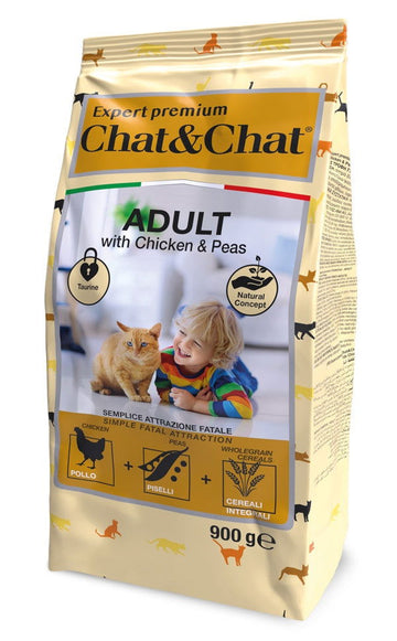 Chat&Chat Care Adult Chicken&Peas Flavor Cat Dry Food 900g - - PetsOffice