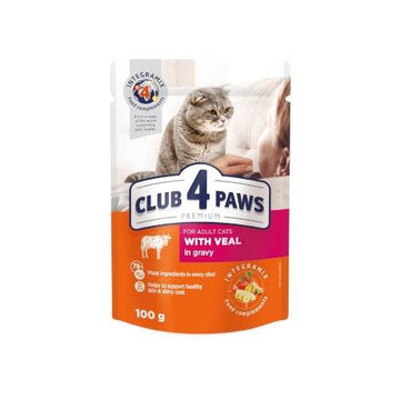 Club 4 Paws Cat Wet Food Veal Gravy Pouch 100g
