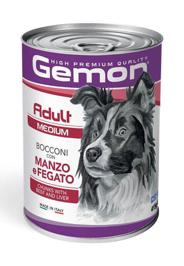 GEMON High Premium Chunks Beef&Liver Dog Wet Food 415g