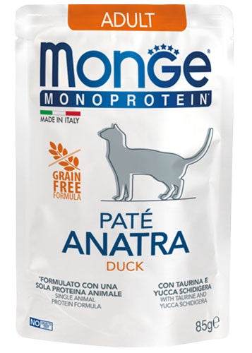 MONGE Monoprotein Paté Duck Cat Wet Food Pouch 85g