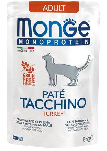MONGE Monoprotein Paté Turkey Cat Wet Food Pouch 85g