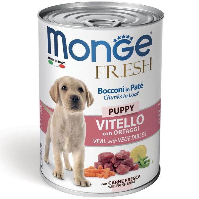 Monge Super Premium Chunks Fresh Puppy Veal&Vegetables Dog Wet Food 400g -  - PetsOffice