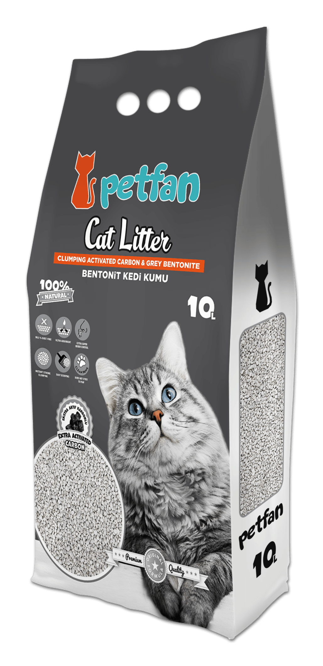 PETFAN Clumping Cat Litter Active Carbon 10L -  - PetsOffice