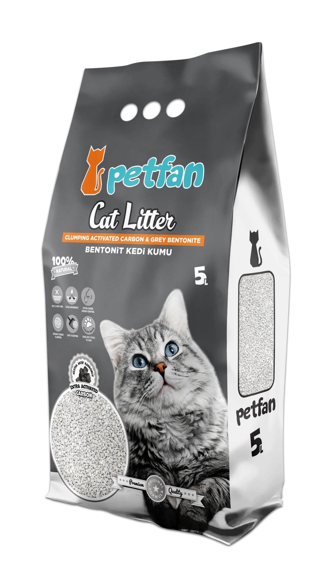 PETFAN Clumping Cat Litter Active Carbon 5L -  - PetsOffice