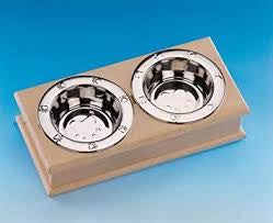 72829 NOBBY Beech foodbar incl. 2 bowls 2 x ?18,5 cm 0,80 ltr.
