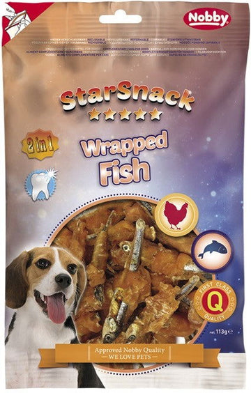 50672 NOBBY StarSnack Barbecue Wrapped Fish 113g - PetsOffice