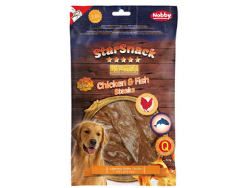 50743 NOBBY StarSnack Barbecue Chicken & Fish Steak 140 g, 11,0 x 3,0 cm - PetsOffice