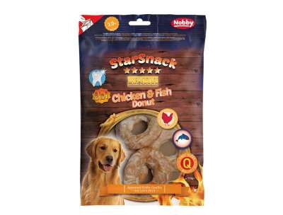 50749 NOBBY StarSnack Barbecue Chicken & Fish Donut 110 g, Ø 5,5 - 6 cm, 4 Pcs - PetsOffice