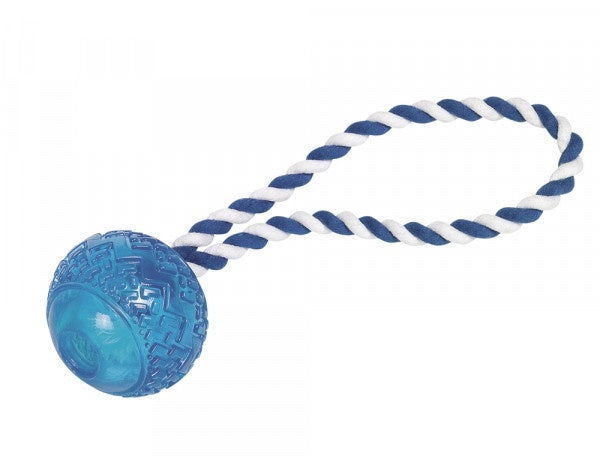 60011 NOBBY  TPR Ball with rope blue 26cm -  - PetsOffice
