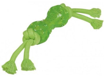 60287 NOBBY TPR Dumbbell with rope, green 13,0cm/36cm -  - PetsOffice