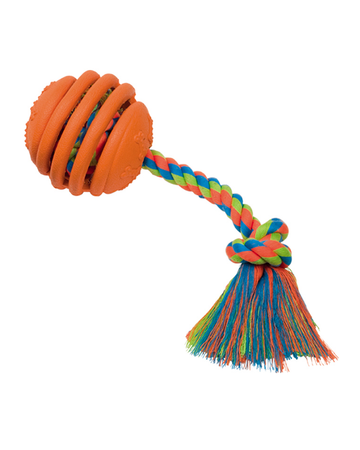 60301 NOBBY Rubber flexibler Ball with rope -  - PetsOffice