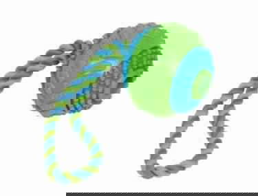 60327 NOBBY TPR Ball with rope multi colour 8 cm -  - PetsOffice