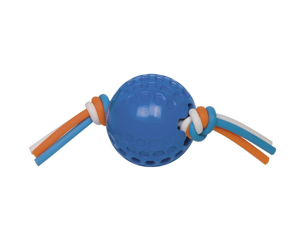 60393 NOBBY TPR ball with silicon thread blue 7,5 cm -  - PetsOffice