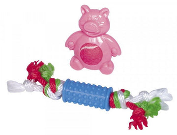 60400 NOBBY  Puppy Set TPR pink/blue 10cm/22cm -  - PetsOffice