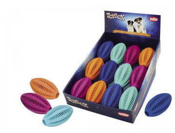 60465 NOBBY Rubber Dental Rugby ball assorted colours 11 cm -  - PetsOffice