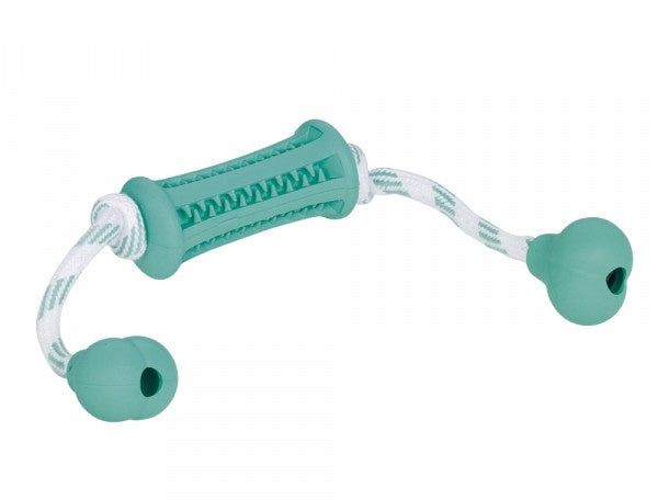 60472 NOBBY Rubber stick with rope "DENTAL LINE" bicolour -  - PetsOffice