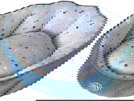 60662 NOBBY Comfort bed oval "SPOT" turquoise/lightblue l x w x h: 65 x 57 x 22 cm -  - PetsOffice