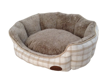 60697 NOBBY Comfort bed oval "CHECKER" lightgrey l x w x h: 86 x 70 x 24 cm -  - PetsOffice