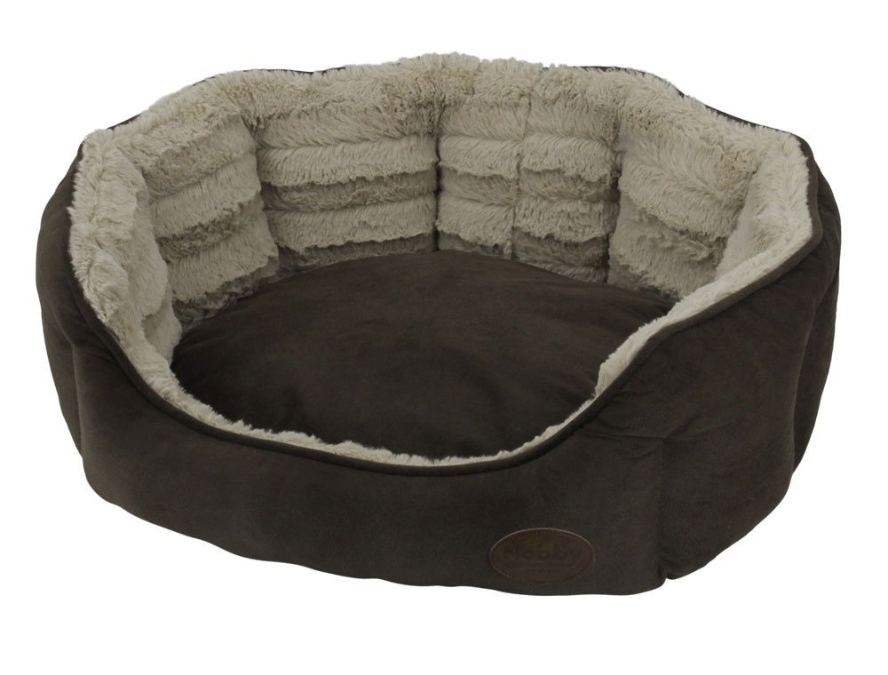 60773 NOBBY Comfort bed oval "KARA" brown l x w x h: 65 x 57 x 22 cm -  - PetsOffice
