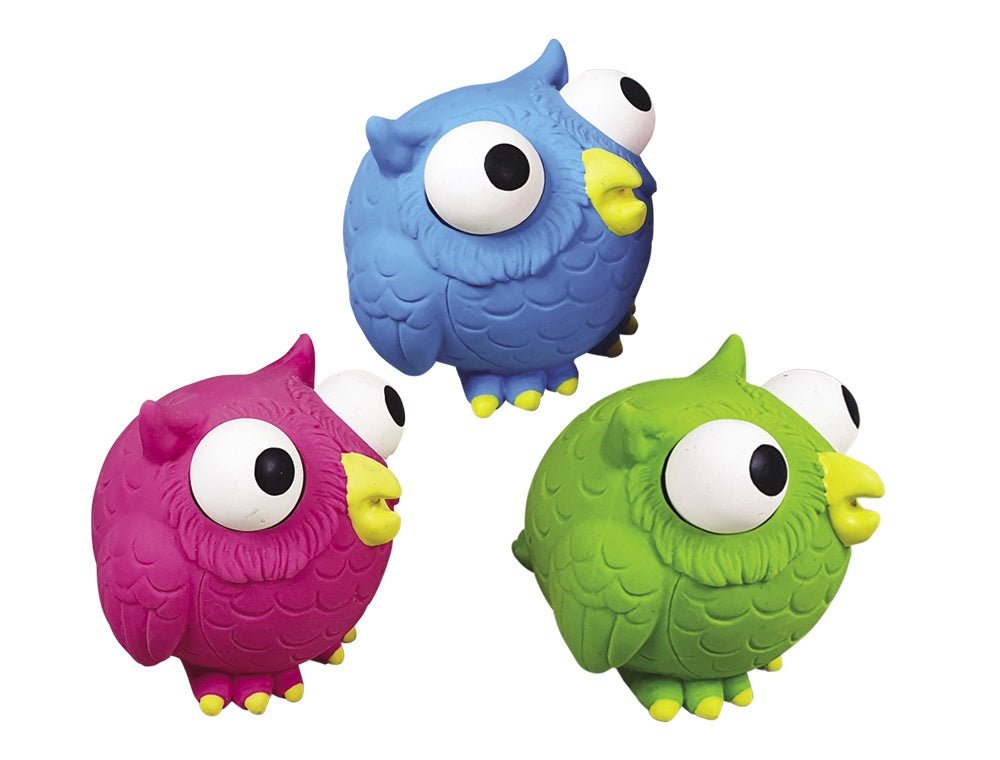 61573 NOBBY Latex owls "Pop Out" assorted colours 8,5cm -  - PetsOffice