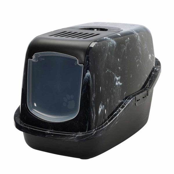 62474 NOBBY Cat toilett "NESTOR MARBLE" black/white - black 56x39x38,5cm
