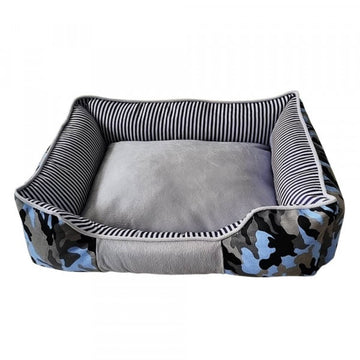 62824 NOBBY Comfort bed square Classic "ELIO" blue camouflage l x w x h: 60 x 50 x 18 cm