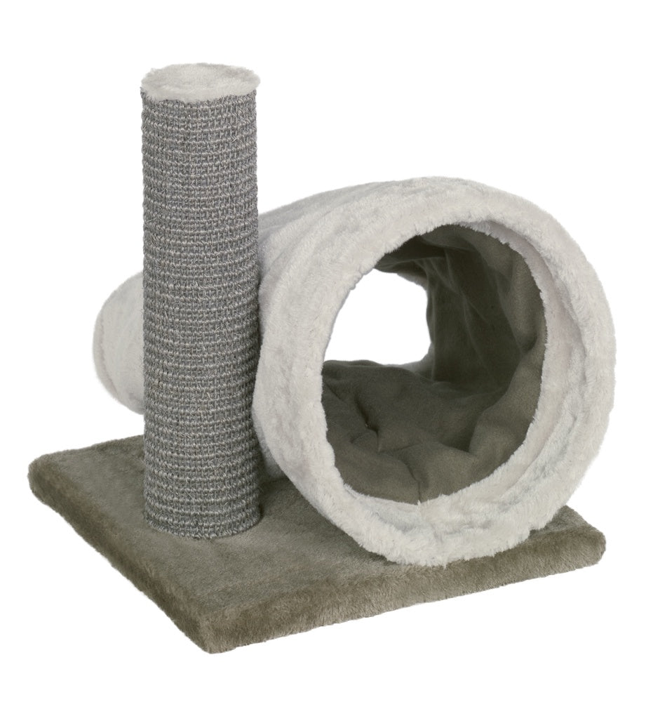 63263-82 NOBBY Scratch trunk "KIMO" with plush tunnel beige/grau 30 x 30 x 32 cm -  - PetsOffice