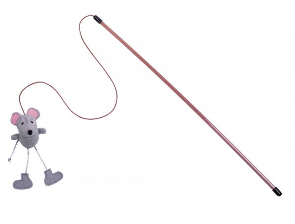 65902 NOBBY  Rod with plush mouse  pole: 50cm; band with toy: 60cm -  - PetsOffice