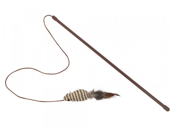 66911 NOBBY Rod with rattle mouse with feathers -  - PetsOffice