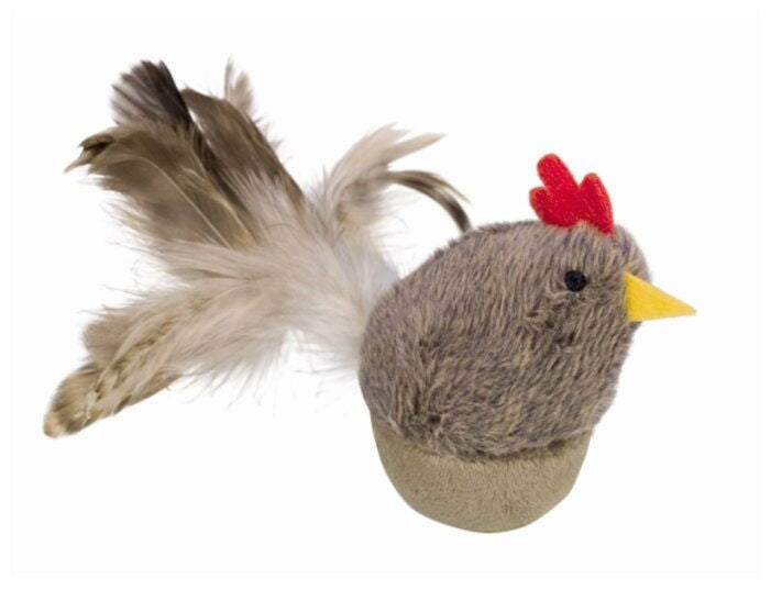 66933 Plush stand-up chicken with feathers & catnip  8 cm -  - PetsOffice